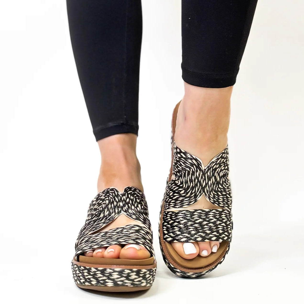 Golden Hour Black Combo Wedge/Sandal