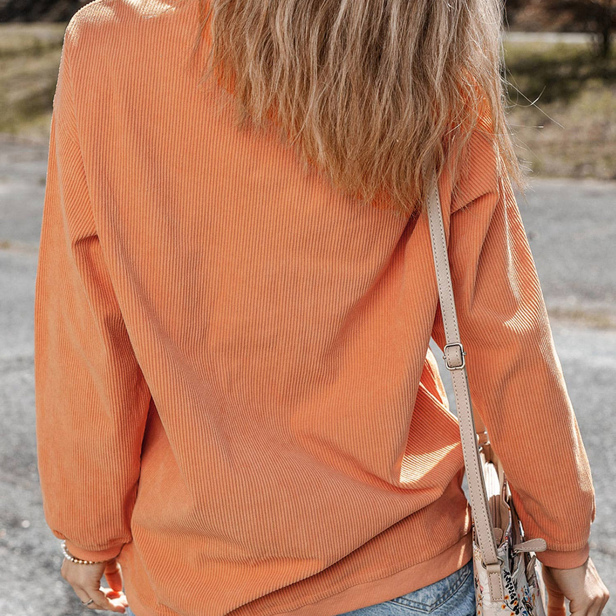Sequin Ghost Letter Graphic Halloween Corded Sweatshirt
