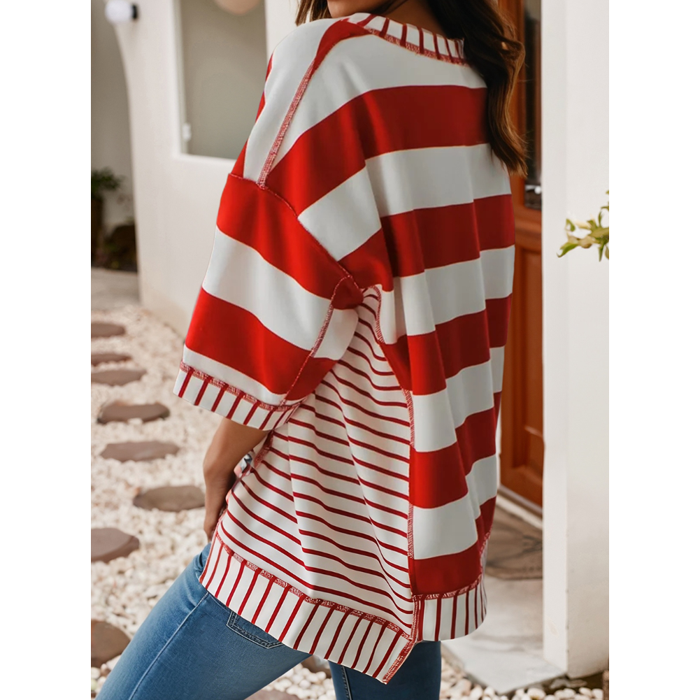 Sequin Bow Patriotic Half Sleeve Top