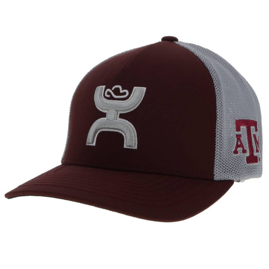 TEXAS A & M Flexfit Hat Maroon & Grey with Hooey Logo