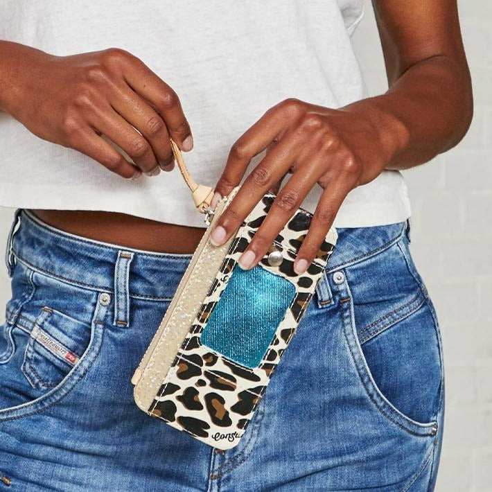 Mona Brown Leopard Card Organizer