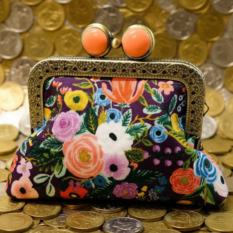 Mini Clutch Coin Purse - Petite Floral Plum