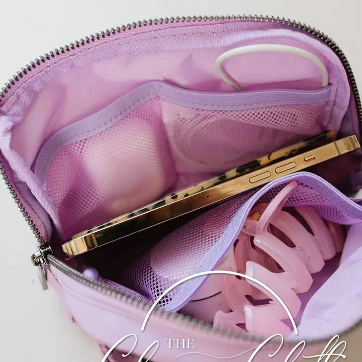 Nylon Belt Bag- Lilac Leopard