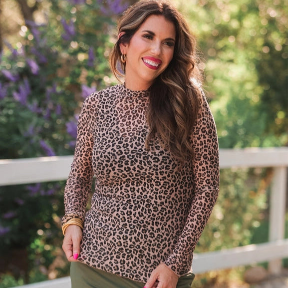 Keigan Leopard Mesh Long Sleeve Top