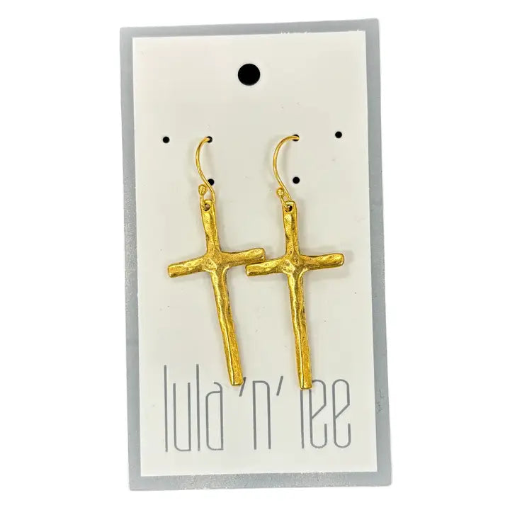 Antique Gold Cross Earrings