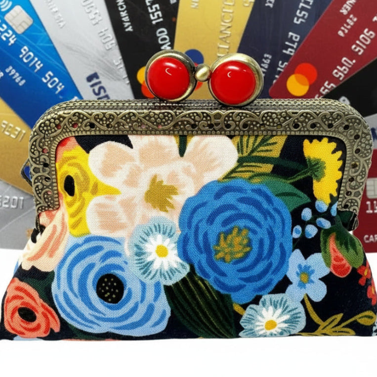 Credit Card Clutch Garden Party Navy