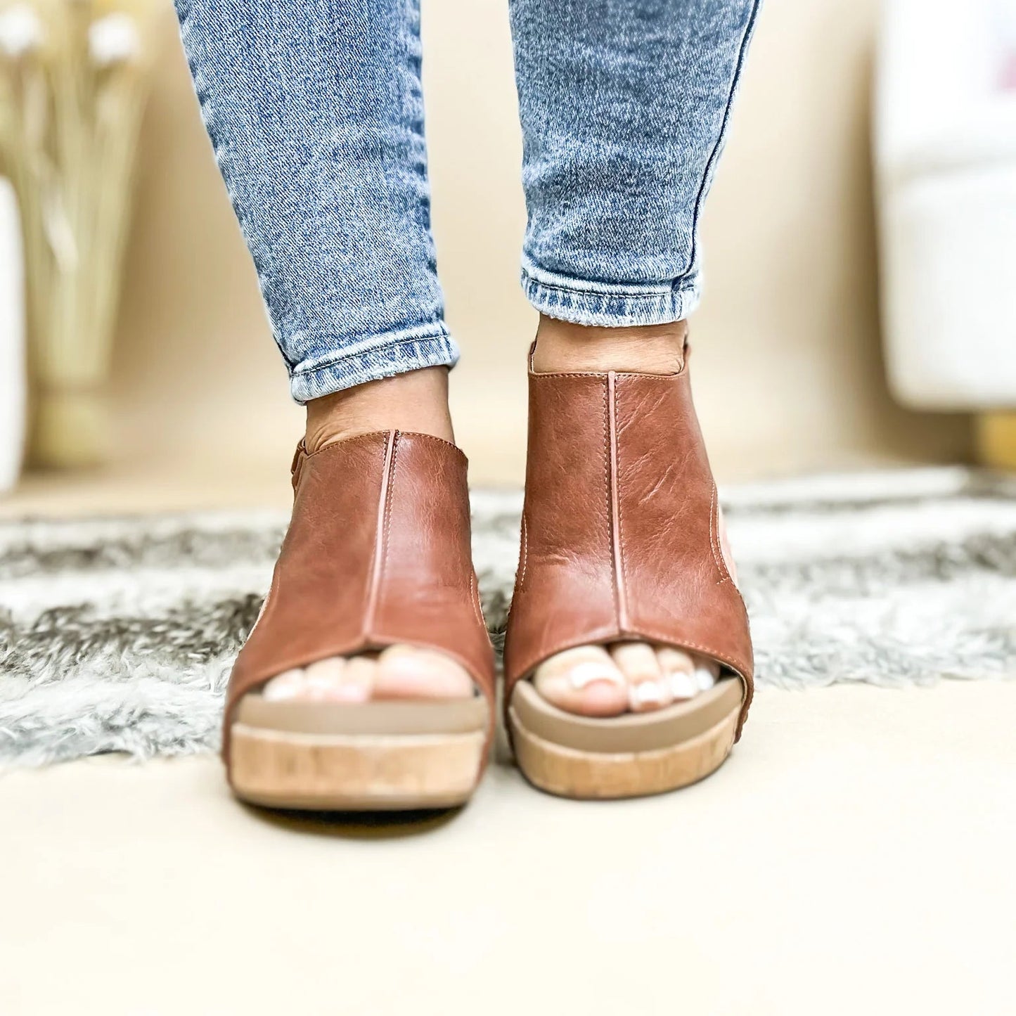 Corkys Whiskey Smooth Carley Wedge Sandals