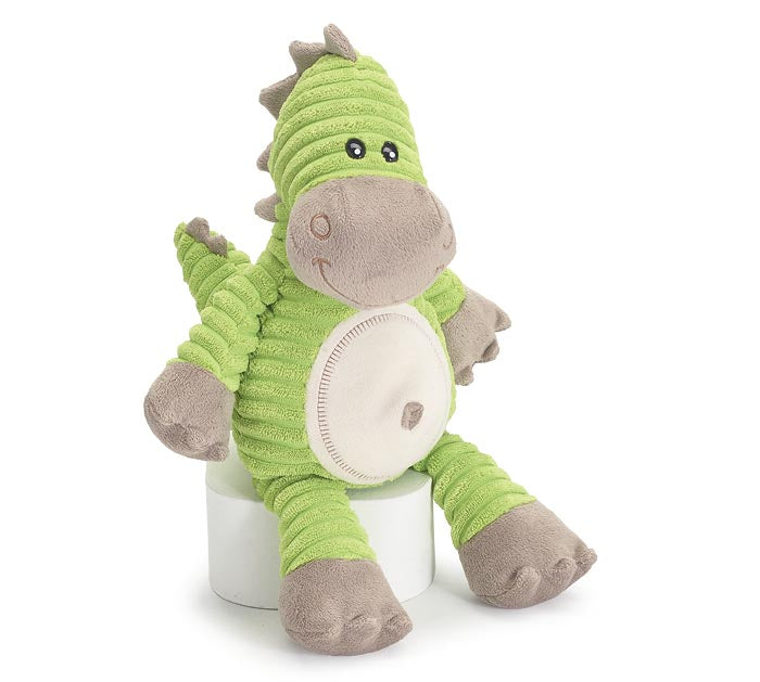 PLUSH GREEN DINOSAUR WITH BELLY BUTTON