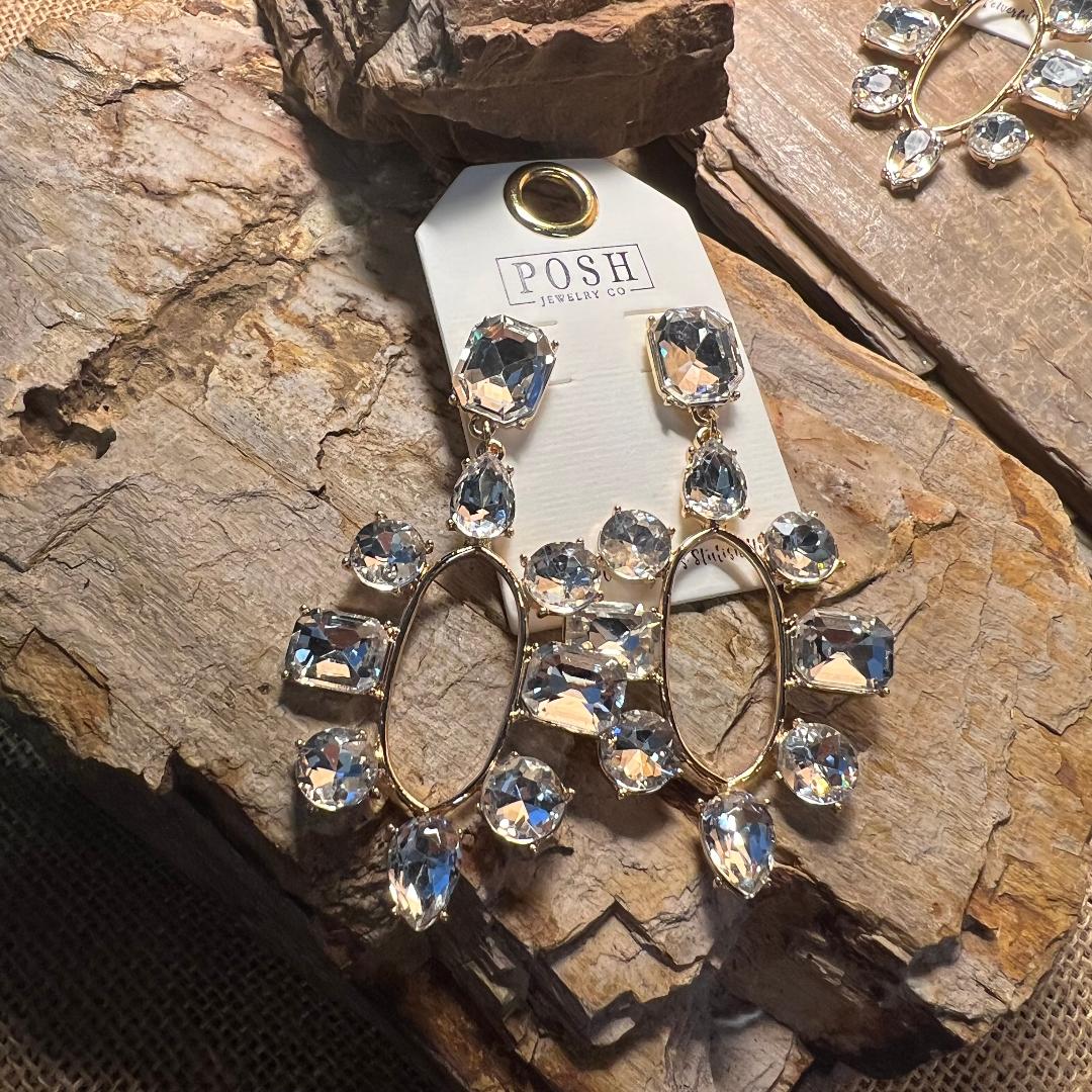 Clear Rhinestone Dangle Earrings