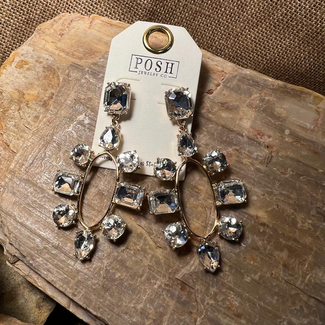 Clear Rhinestone Dangle Earrings