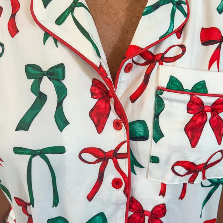 The Midnight Bow Christmas Ruffle Pajama Set