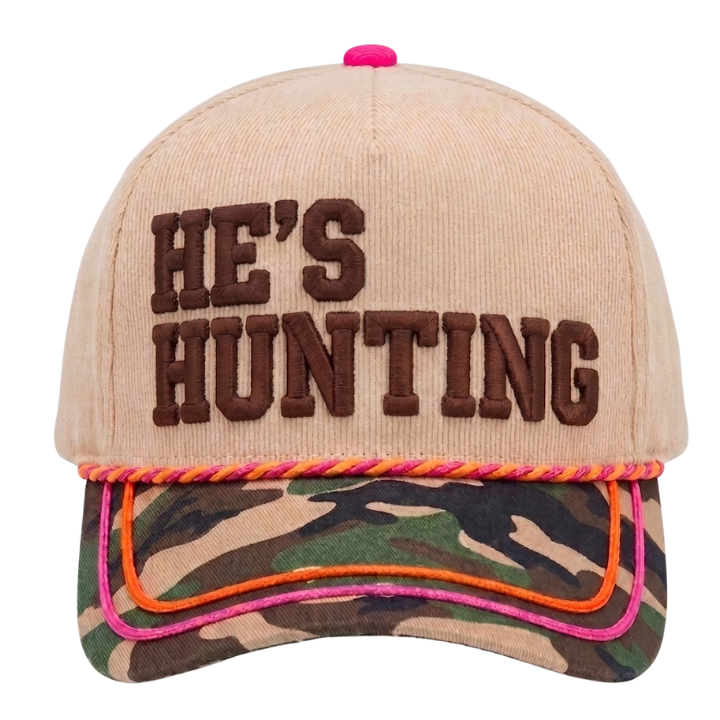 He’s Hunting Embroidered Camo Hat