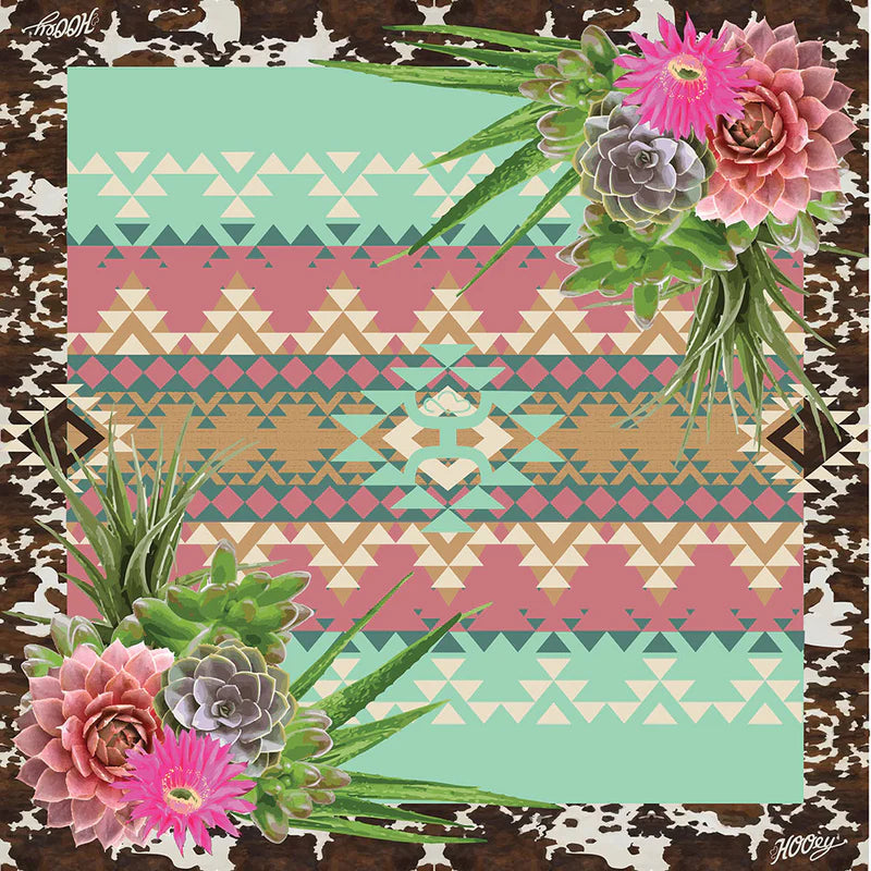 Desert Flower Pink & Mint Satin Wild Rag