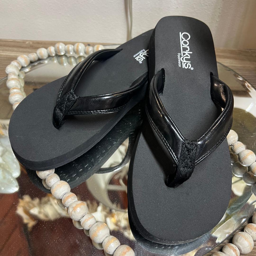 Summer Plans Black Flip Flops
