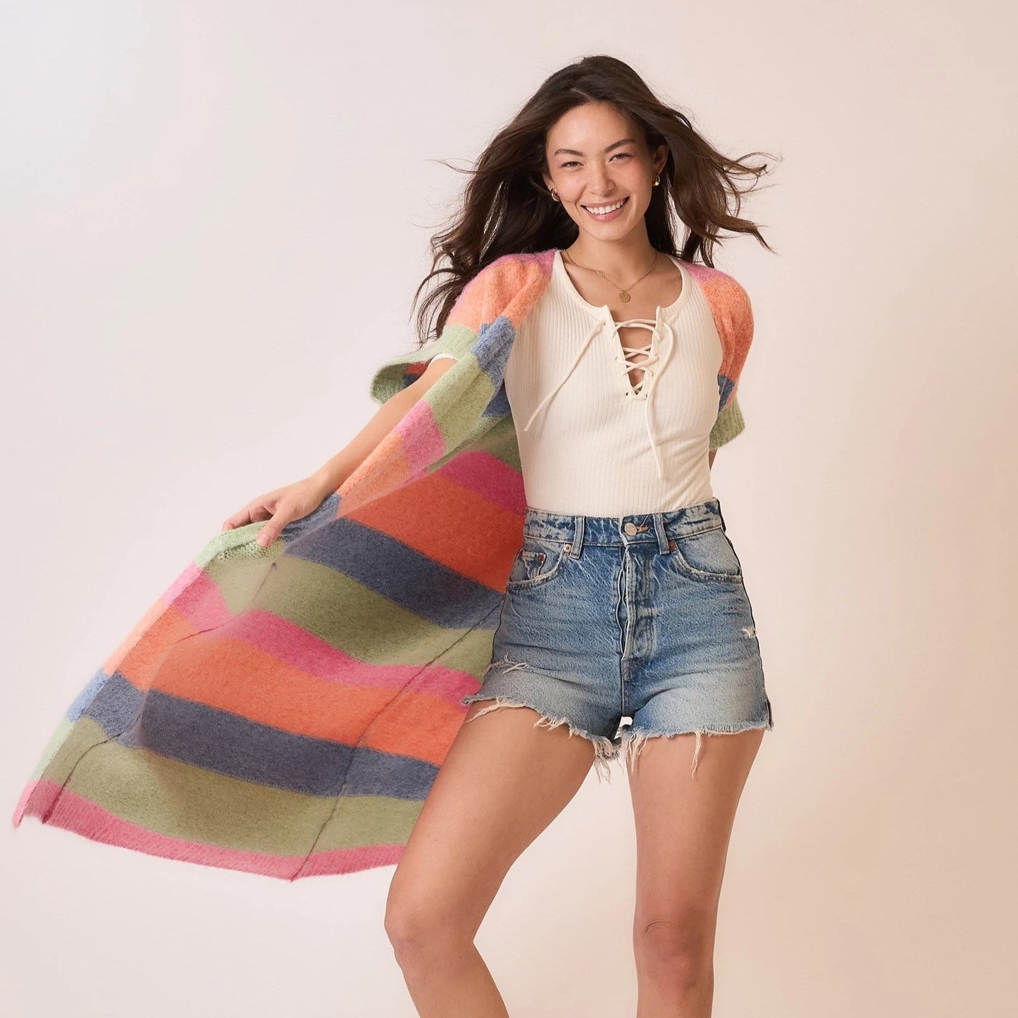 Color Block Sleeveless Knit Long Cardigan