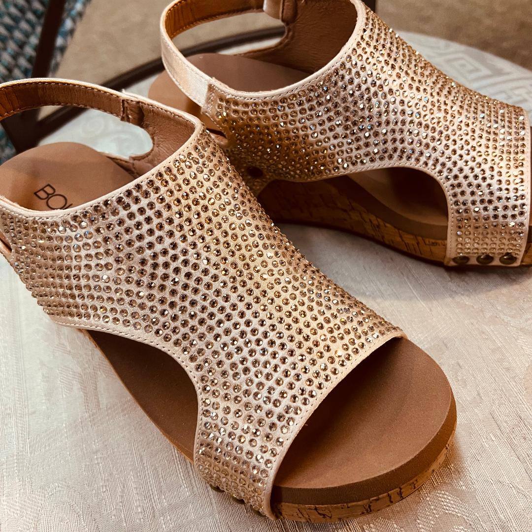 Carley Champagne Crystal Wedge/Sandal