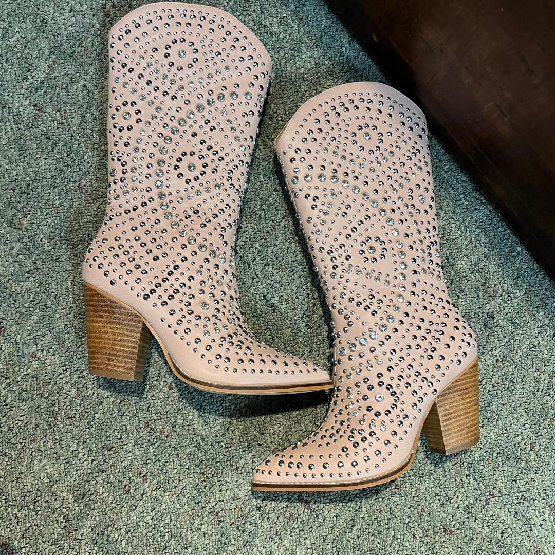 Boot Scootin BEDAZZELED Blush Calf Boot