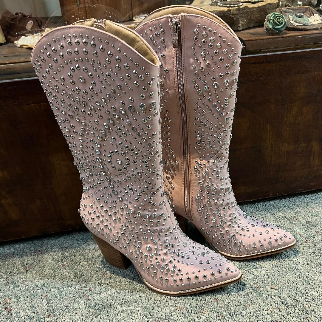 Boot Scootin BEDAZZELED Blush Calf Boot