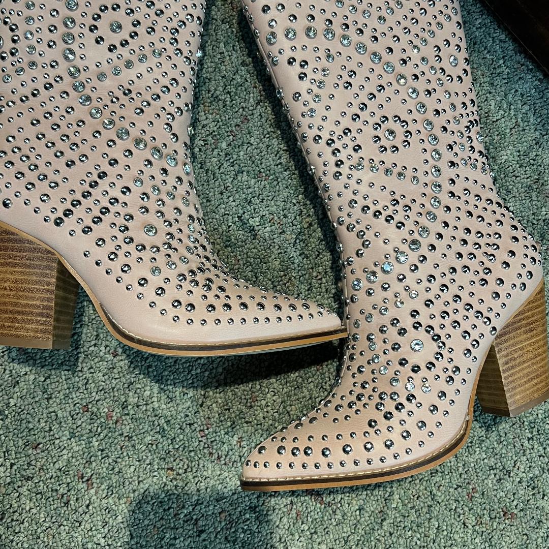 Boot Scootin BEDAZZELED Blush Calf Boot