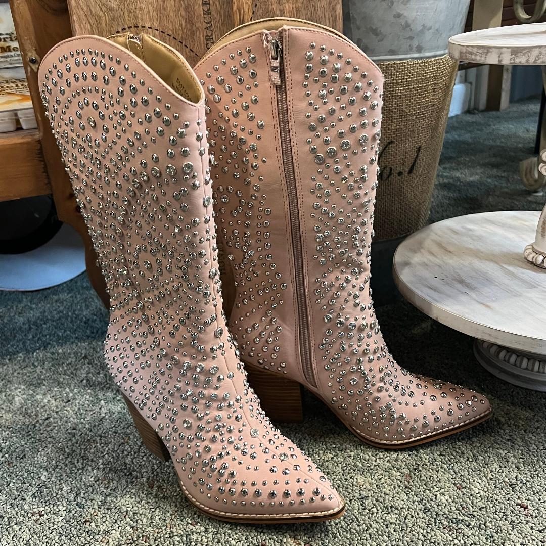 Boot Scootin BEDAZZELED Blush Calf Boot