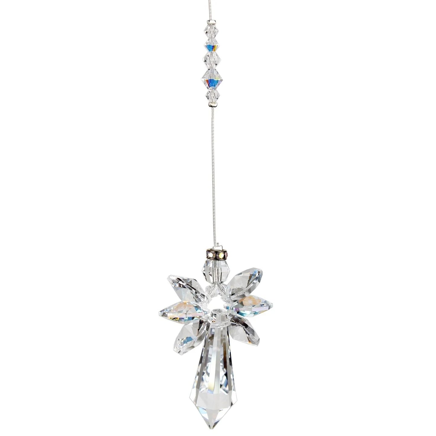 Crystal Guardian Angel Suncatcher - Large Aurora Borealis
