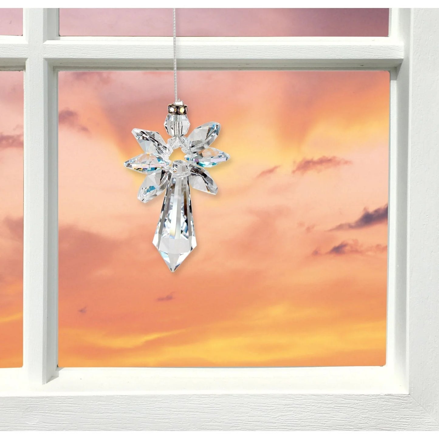 Crystal Guardian Angel Suncatcher - Large Aurora Borealis