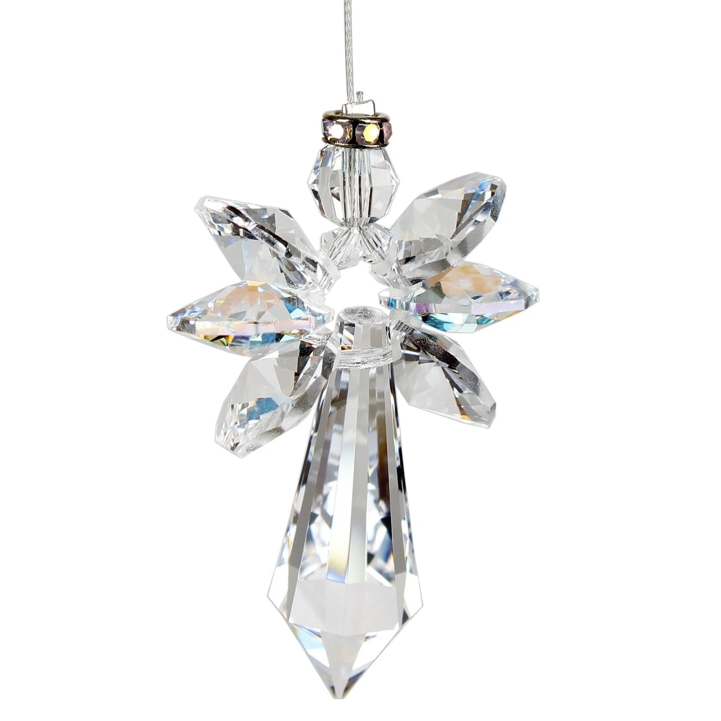 Crystal Guardian Angel Suncatcher - Large Aurora Borealis