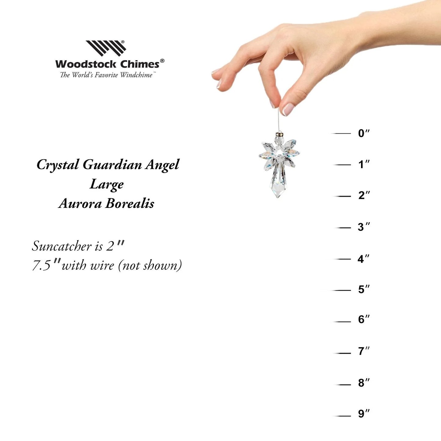 Crystal Guardian Angel Suncatcher - Large Aurora Borealis