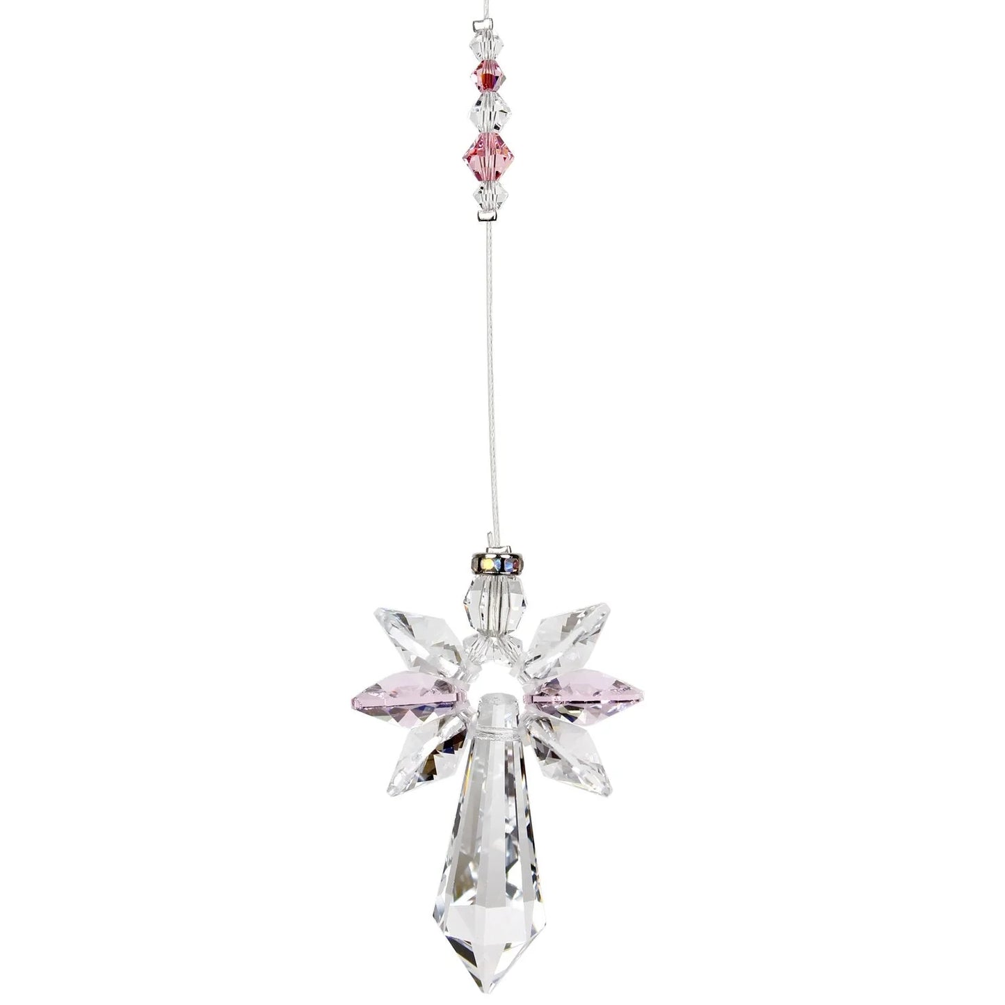Crystal Guardian Angel Suncatcher - Large Rose