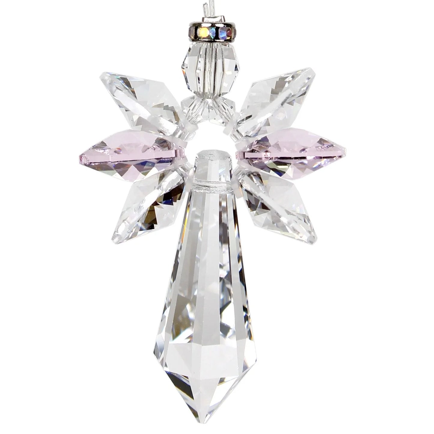 Crystal Guardian Angel Suncatcher - Large Rose