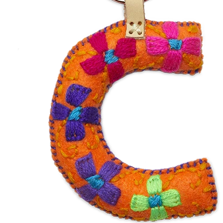 ORANGE MULTI Felt Alphabet Charms