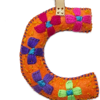 ORANGE MULTI Felt Alphabet Charms