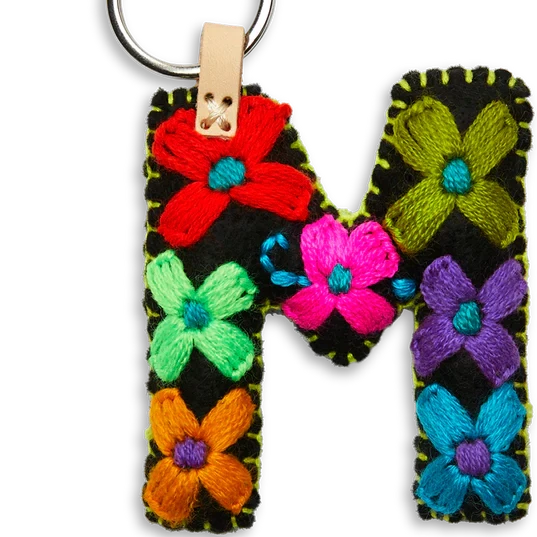 BLACK MULTI Felt Alphabet Charms