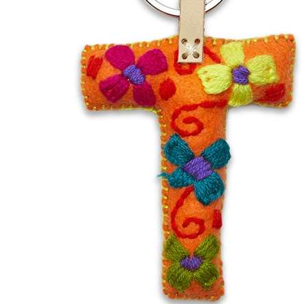 ORANGE MULTI Felt Alphabet Charms