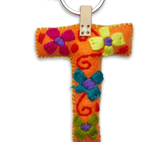 ORANGE MULTI Felt Alphabet Charms