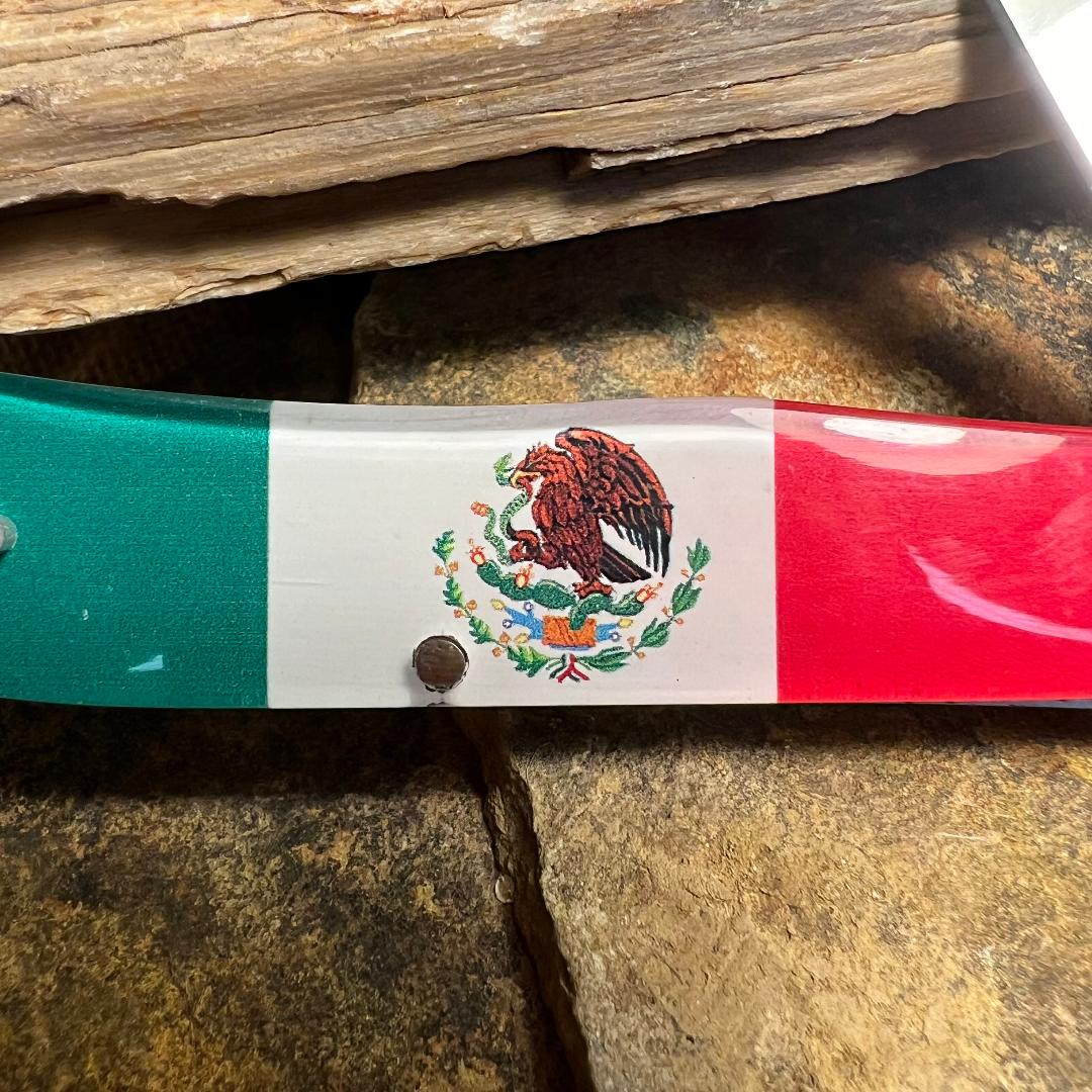 Mexican Flag Design Handle Trapper Knife