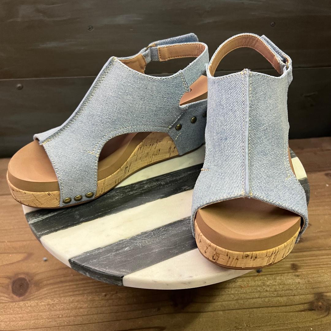 Carley Blue Denim Wedge/Sandal