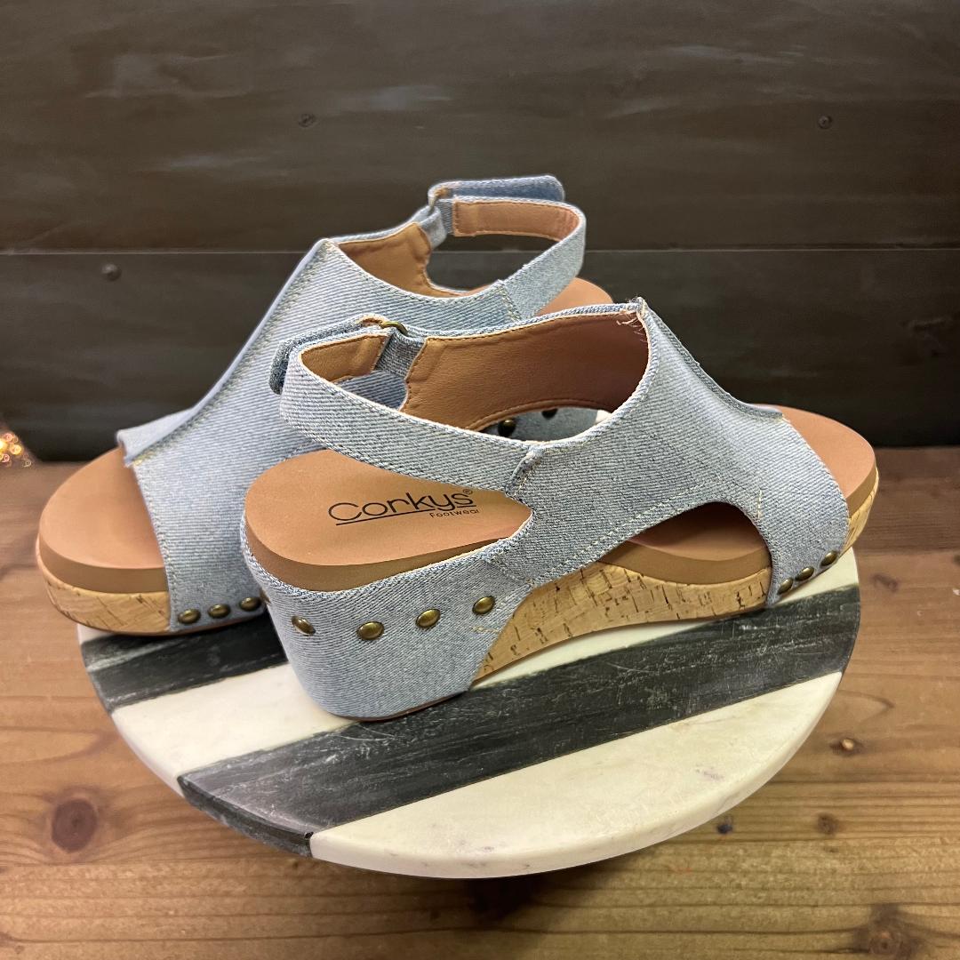 Carley Blue Denim Wedge/Sandal