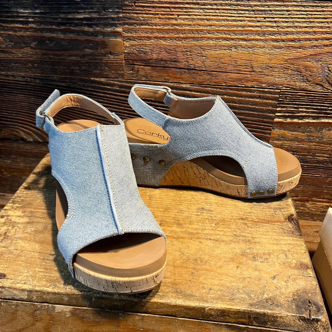 Carley Blue Denim Wedge/Sandal