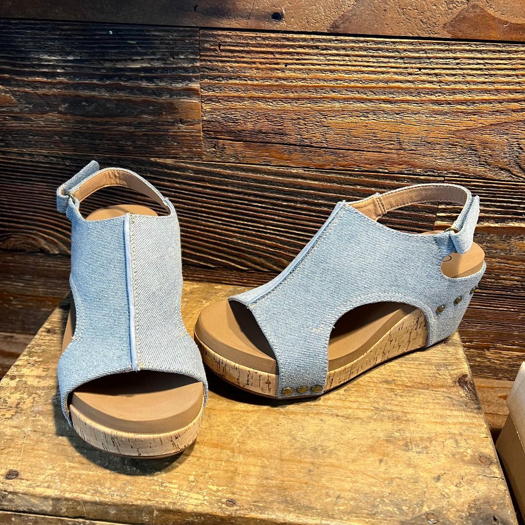 Carley Blue Denim Wedge/Sandal