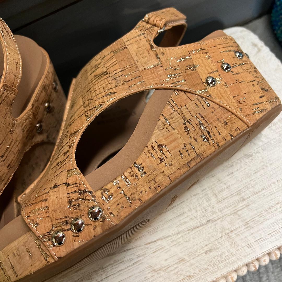 Carley Glitter Cork Wedge/Sandal
