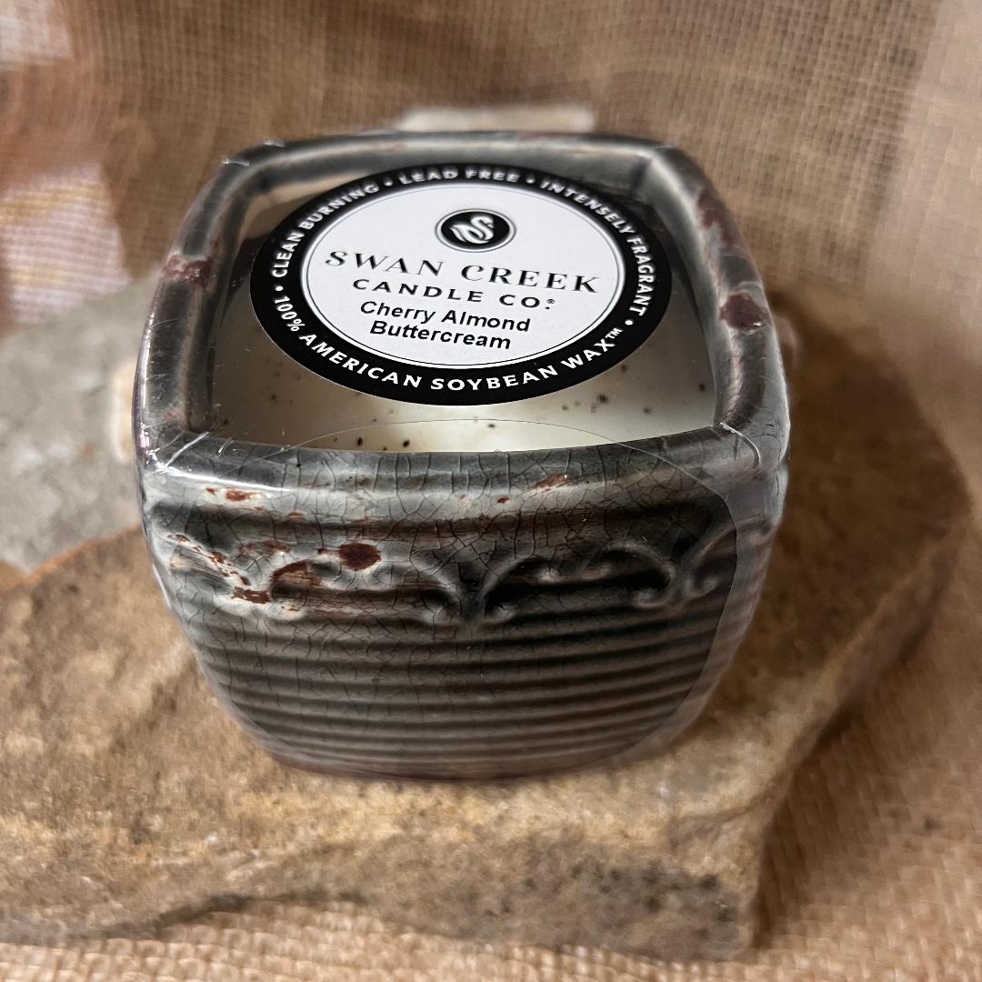Vintage Square Cherry Almond Buttercream Candle Filled Pot