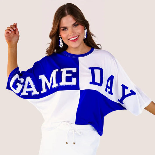 Huddle Up Color Block Top- Blue