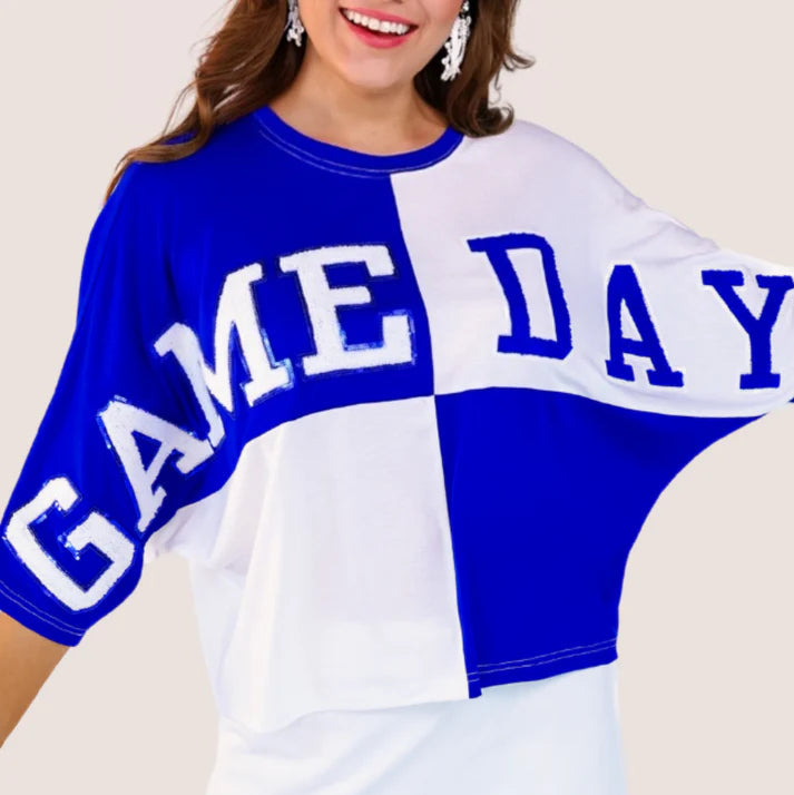 Huddle Up Color Block Top- Blue