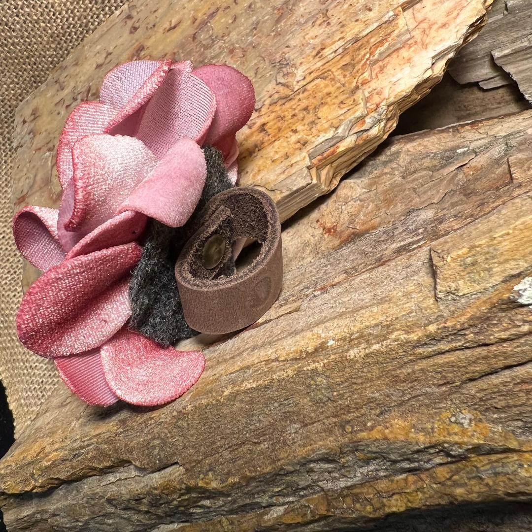 Embellished Vintage Deep Rose Floral Top or Scarf Slide