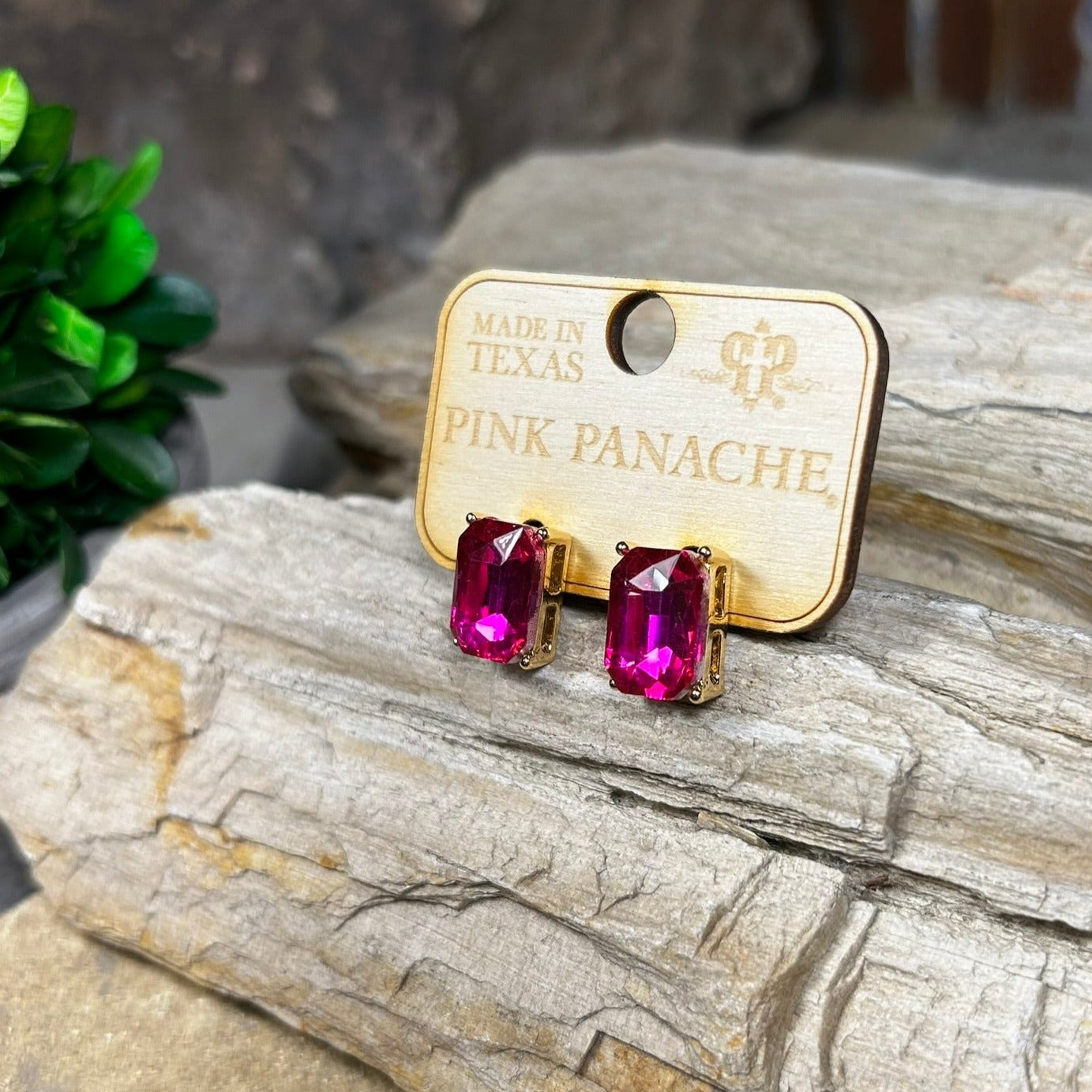 Fuchsia Rhinestone Earrings