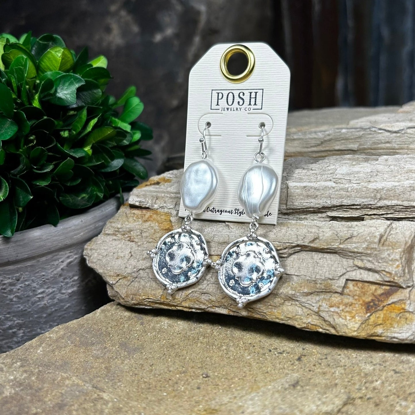 Pearl Coin Drop Earrings