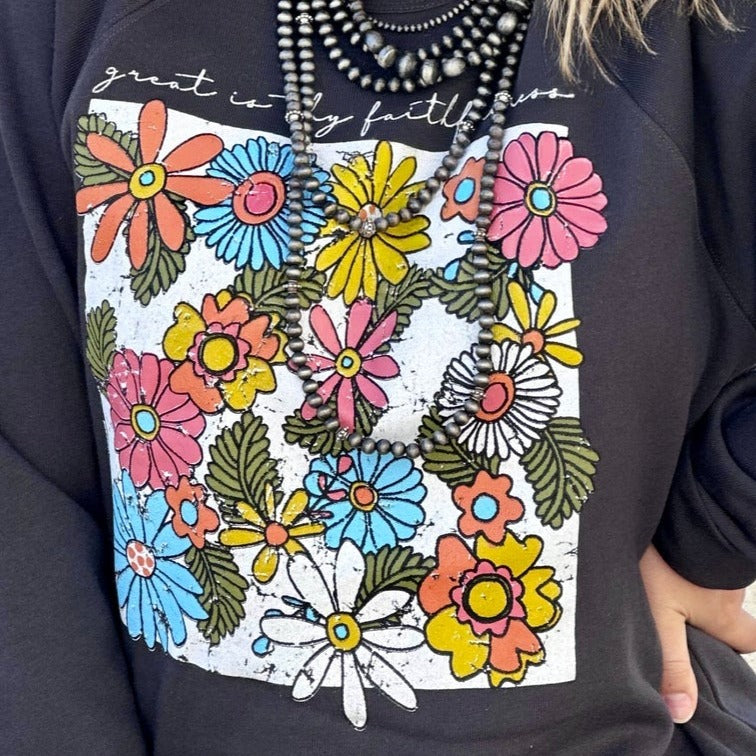 Floral Great Is Thy Faithfulness Sweatshirt
