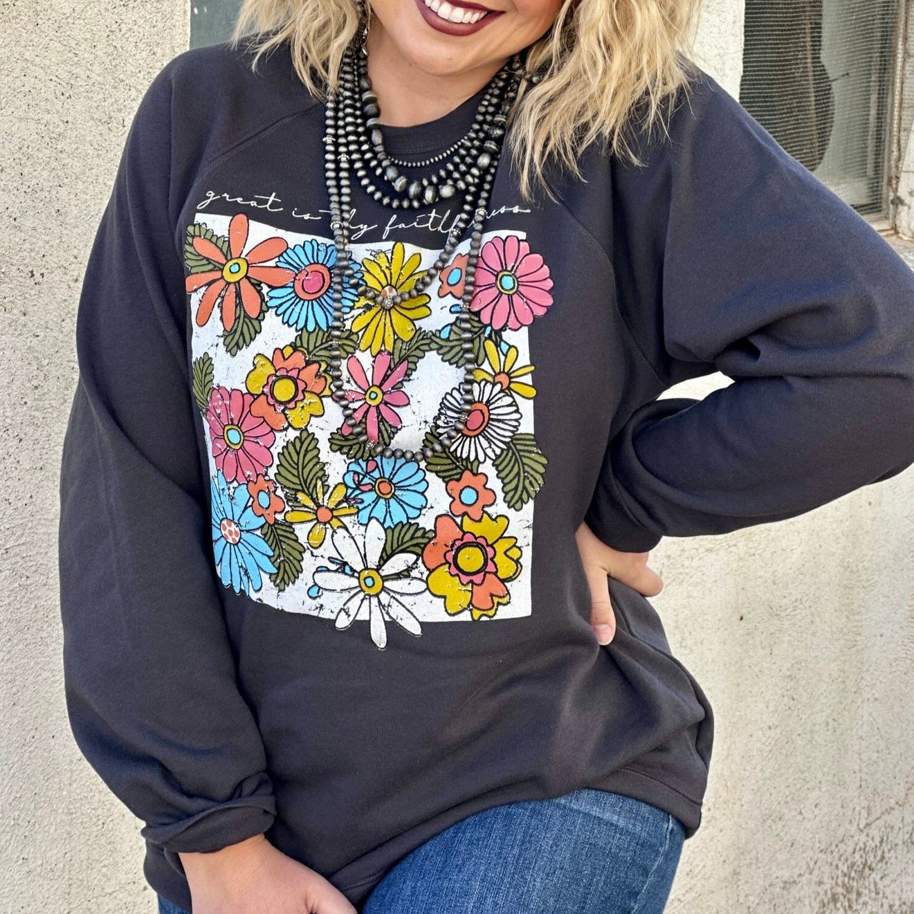 Floral Great Is Thy Faithfulness Sweatshirt