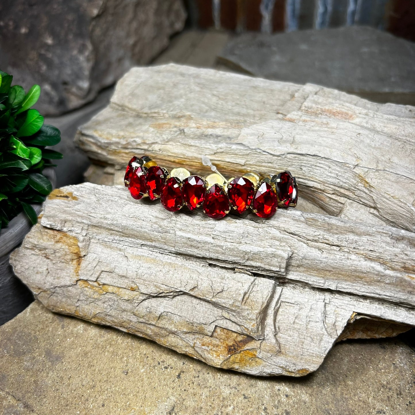 Red Rhinestone Teardrop Bracelet